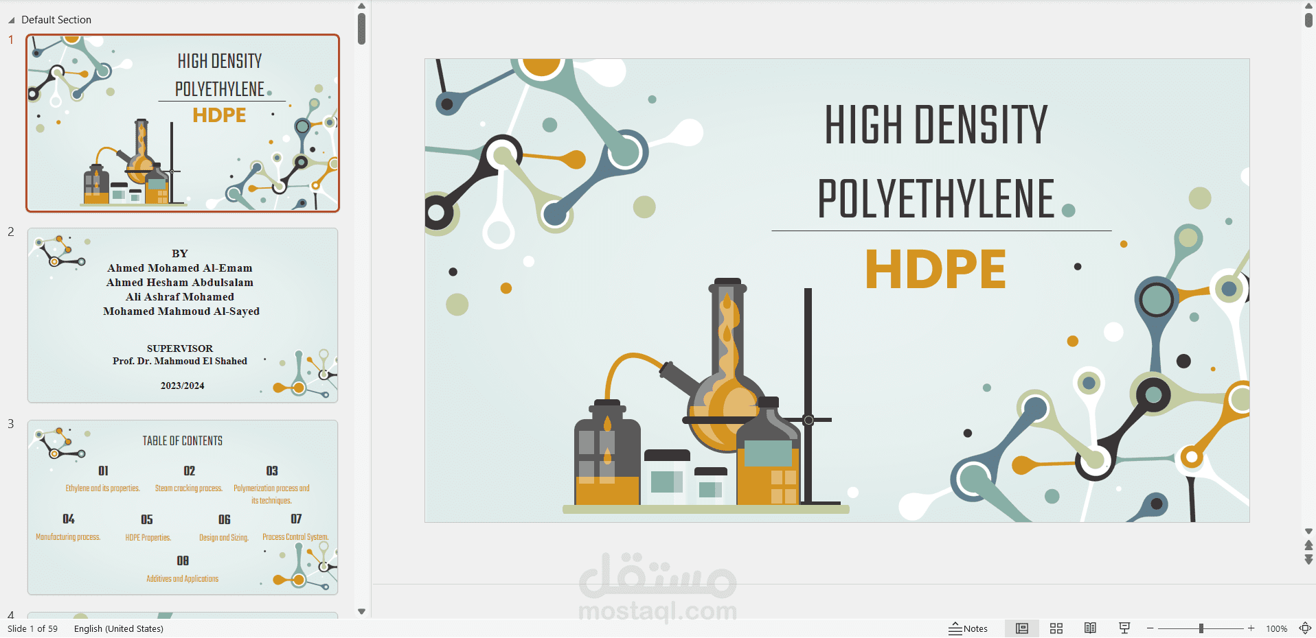 تصميم عرض تقديمي (Presentation) احترافي لمشروع تخرج في هندسة البتروكيماويات Powerpoint