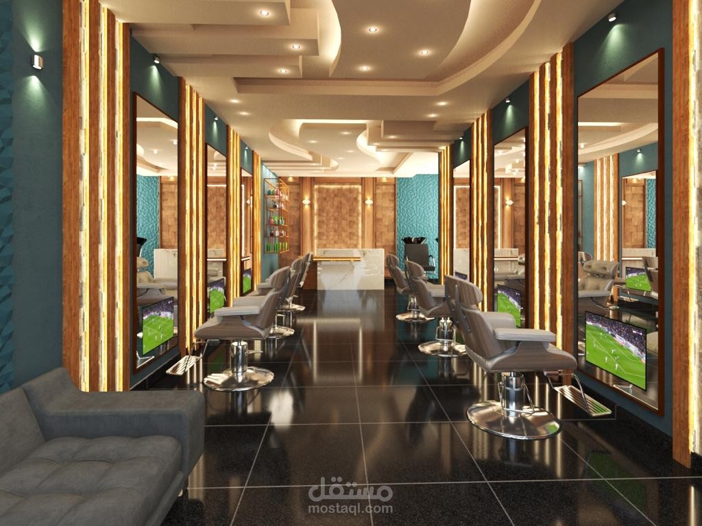 تصميم وتنفيذ صالون رجالي بالقاهره (خط رفيع يفصل بين الحقيقه والخيال)