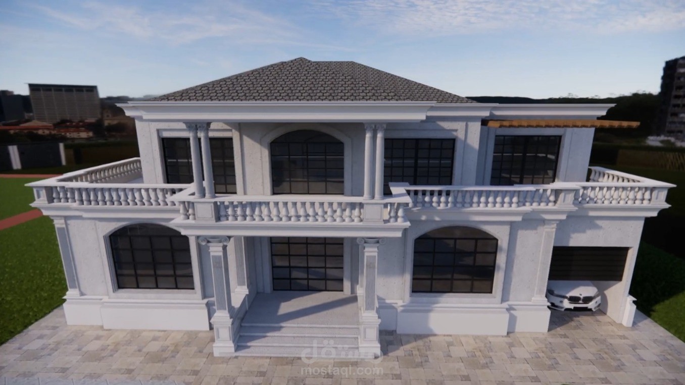 فيديو يوضح التصميم الخارجي لأحد الفيلل التي قمنا بتصميمها على طراز الكلاسيك