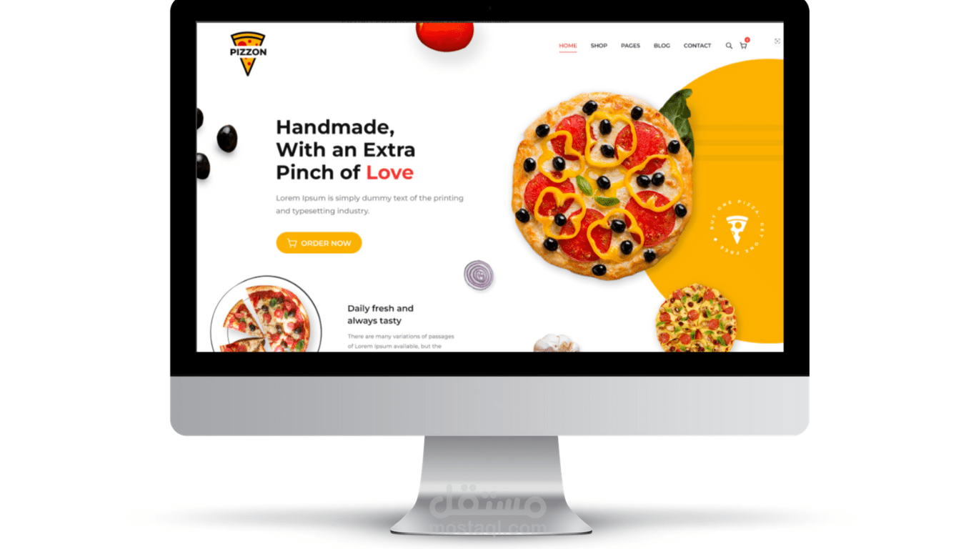 موقع الويب خاص بمطعم بيتزا ، ومتجر برجر ، وسلسلة الوجبات السريعة