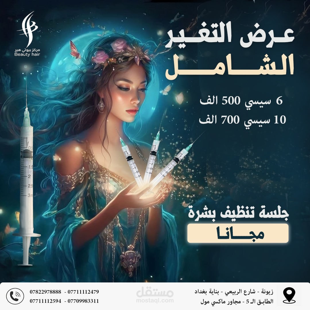 تصميمات سوشيال لمركز بيوتي هير