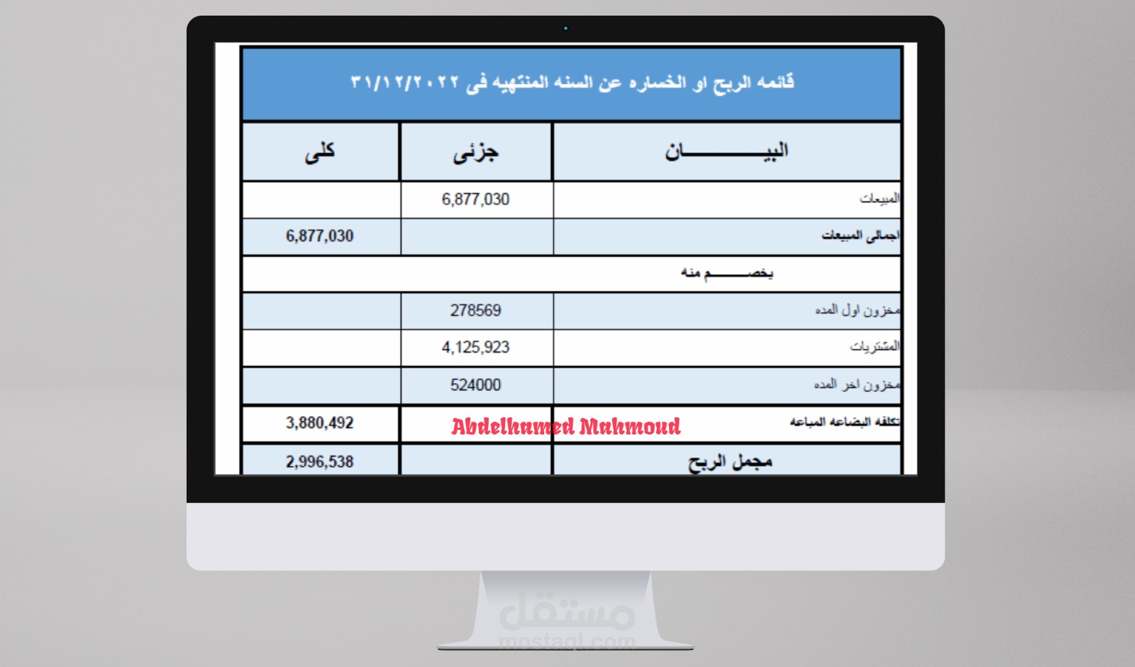 قوائم ماليه - قائمة الدخل 2022