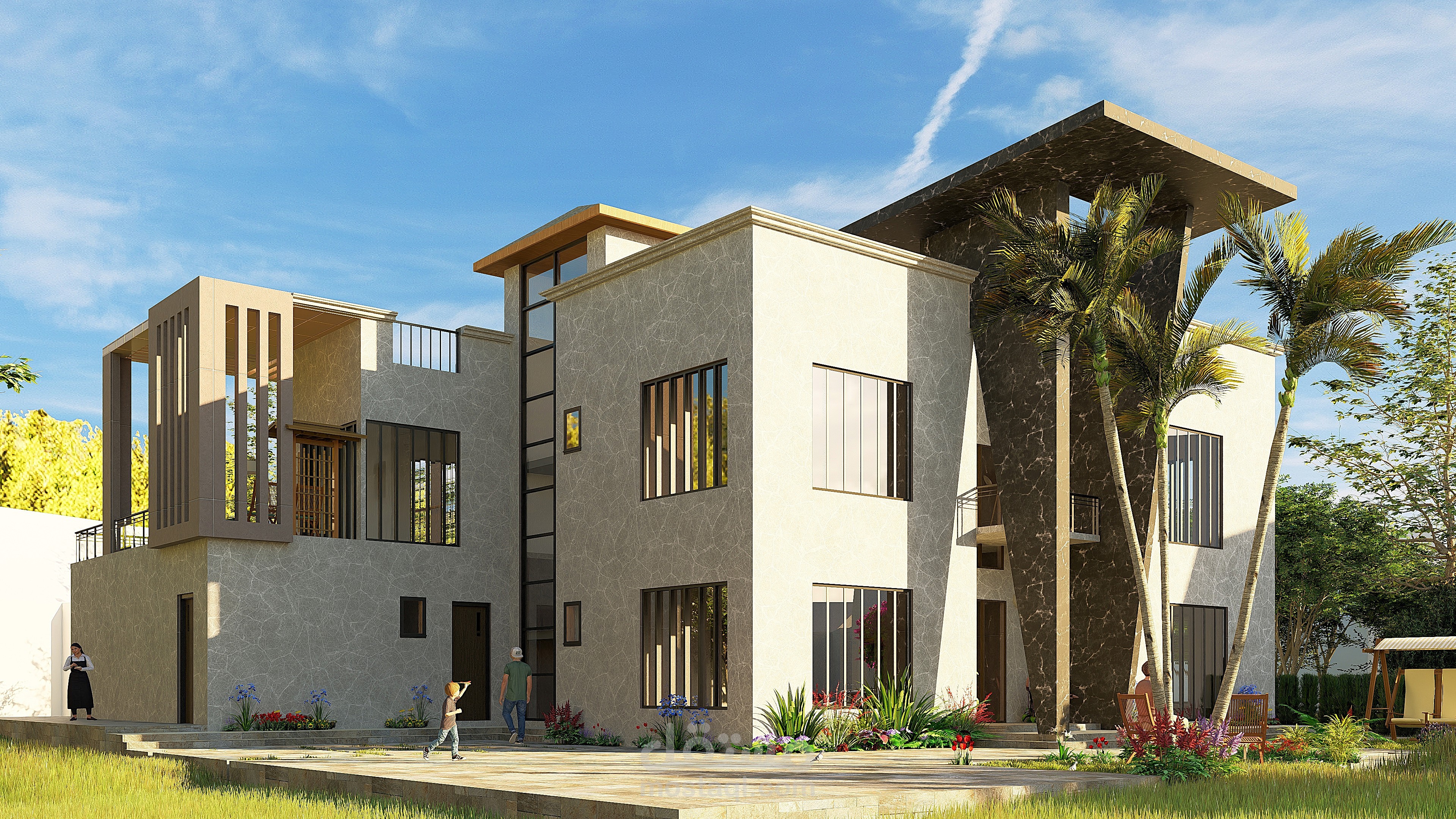 تصميم فيلا سكنية خاصه بمساحة 1133 م2 وفقا لنظام ابوظبي للبناء
