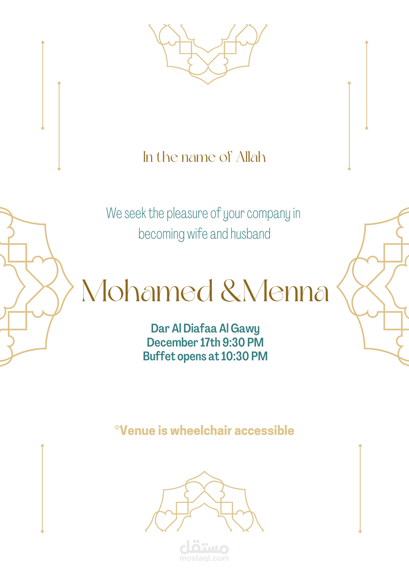 Invitation card for a wedding