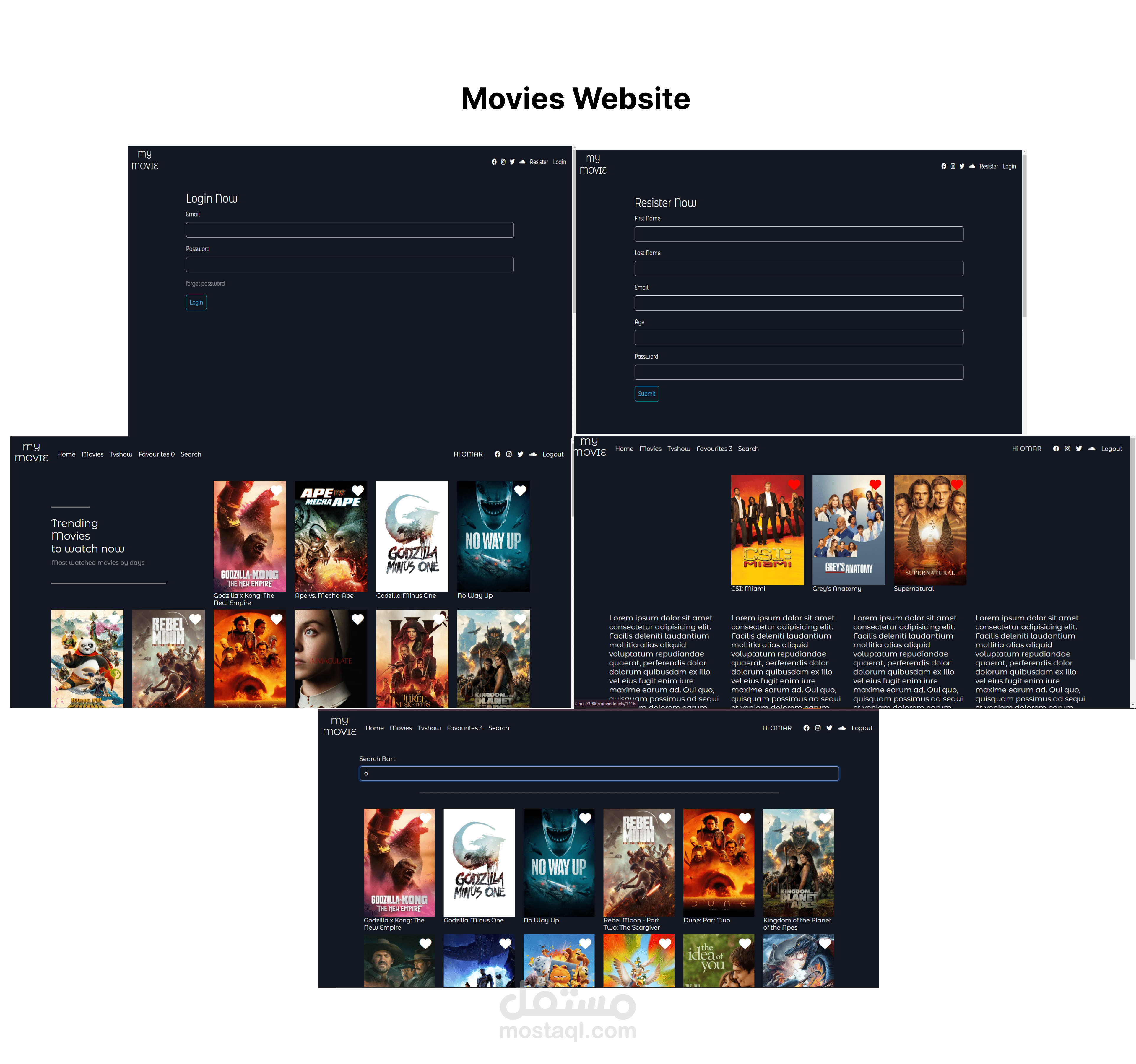 انشاء موقع مخصص لافلام والمسلسلات باستخدام مكتبة رياكت  Create Full Movie App using React