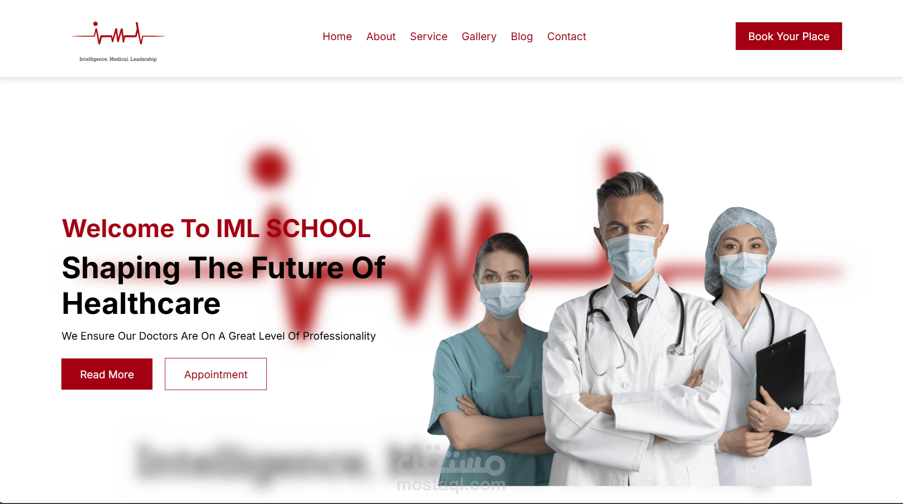 ويبسايت لأكاديمية طبية تعطي كورسات في المجال الطبي