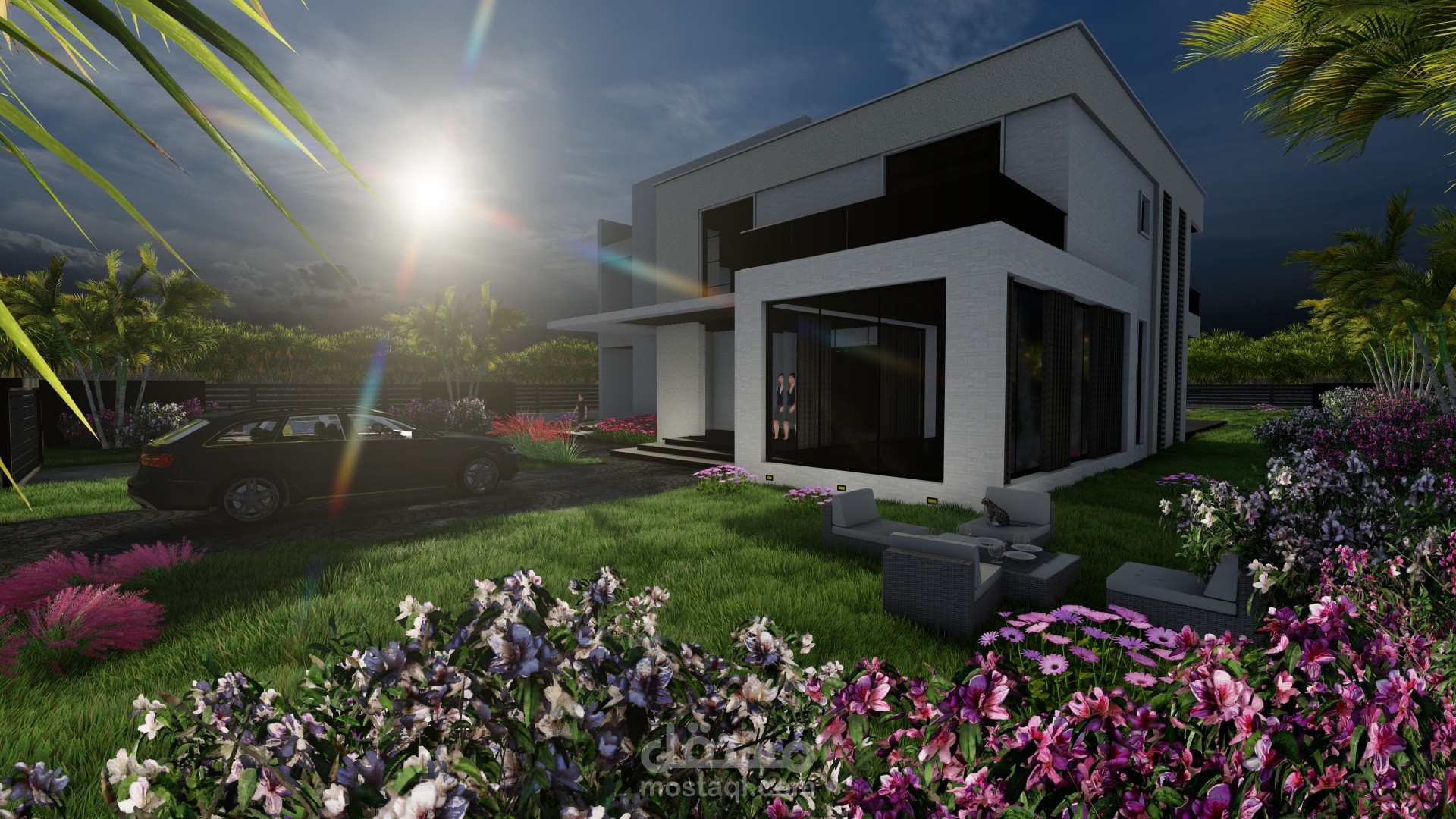 رندرة فيلا باستخدام اللوميون