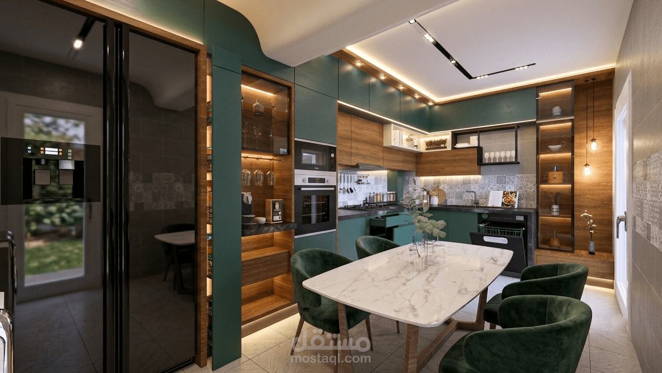 إعادة تهيئة وتصميم داخلي لمطبخ عصري بشقة سكنية (Interior Kitchen Remodeling)