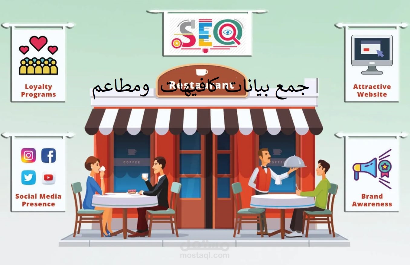 جمع بيانات مطاعم وكافيهات
