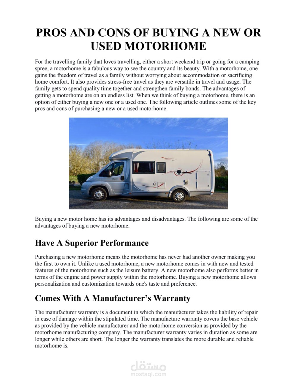 article about motorhomes