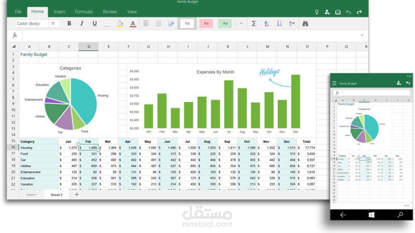 Excel sheet for data analysis