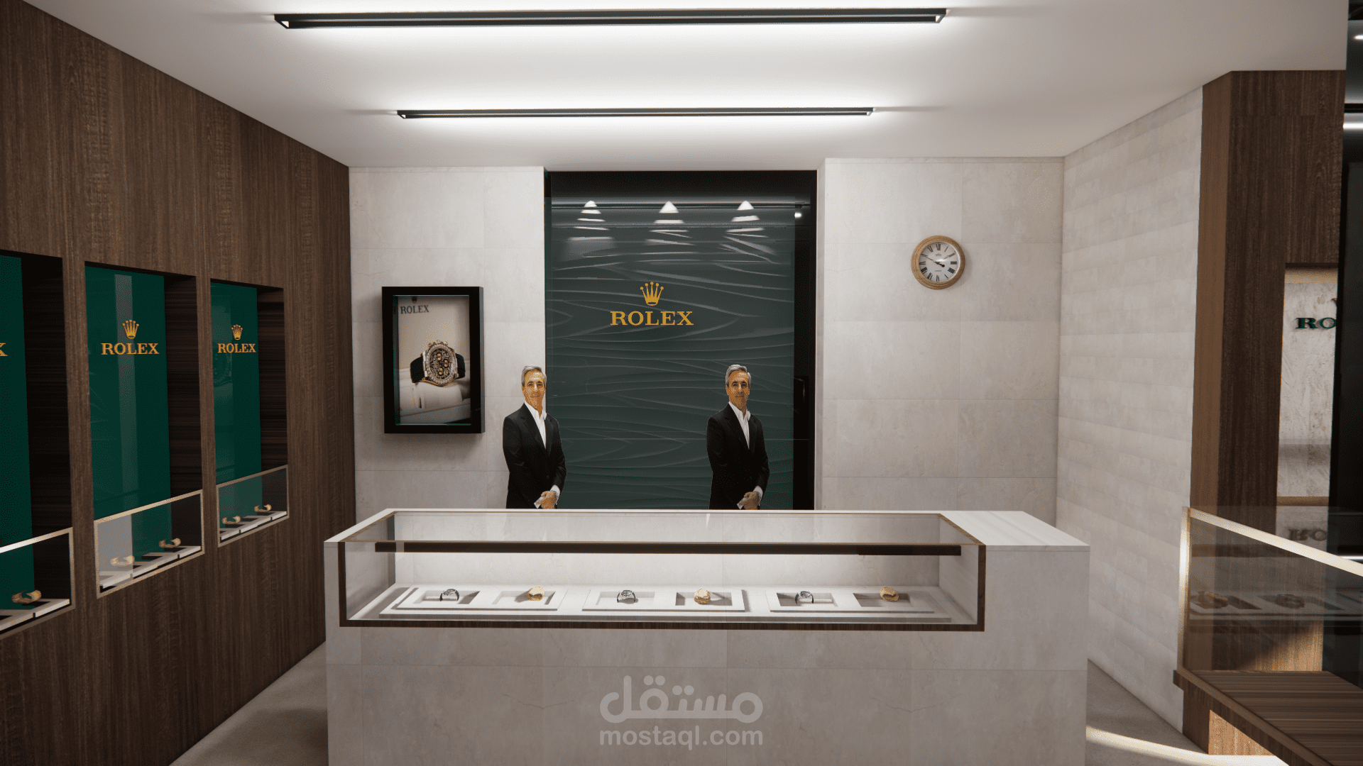 تصميم داخلي فاخر لمحل ساعات "ROLEX"