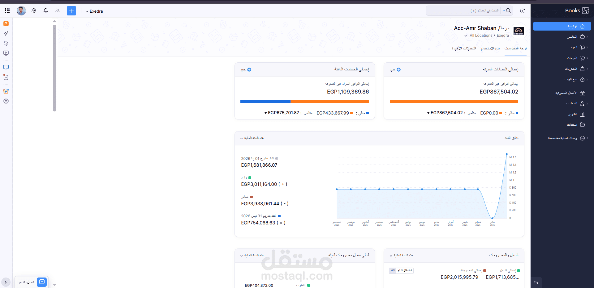 تأهيل وتطبيق نظام Zoho Books لشركة / مشروع