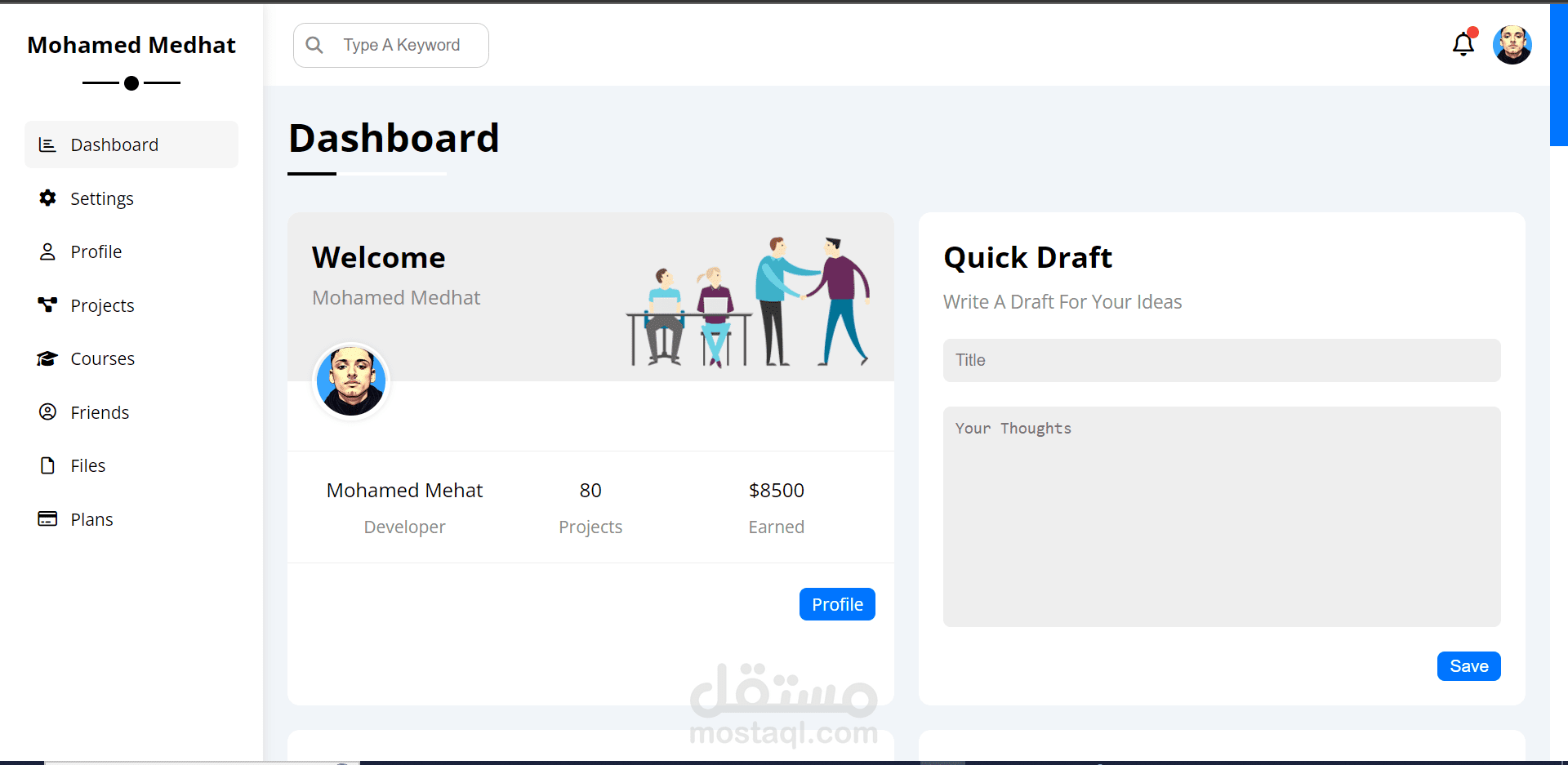 مشروع انشأته بواسطةHTML & CSS
