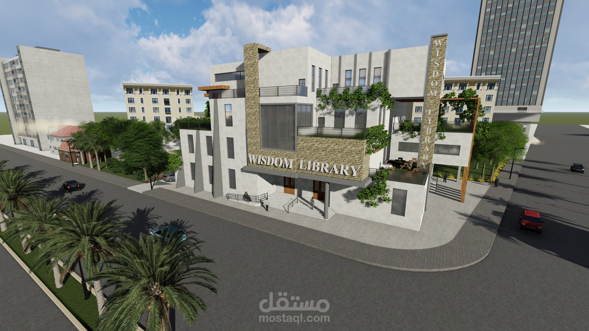 تصميم مبنى مكتبة عامة