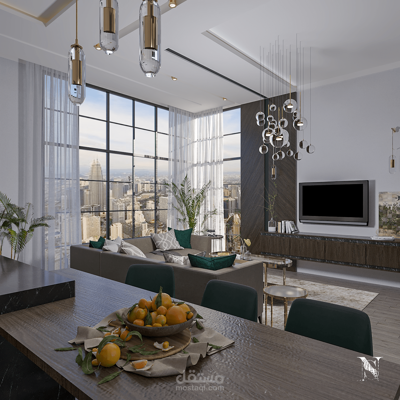 تصميم شقة سكنية على الطراز الحديث الفاخر.