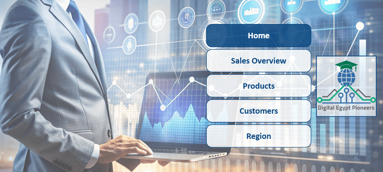 تصميم لوحة تحكم تفاعلية لتحليل المبيعات (Sales Interactive Dashboard)