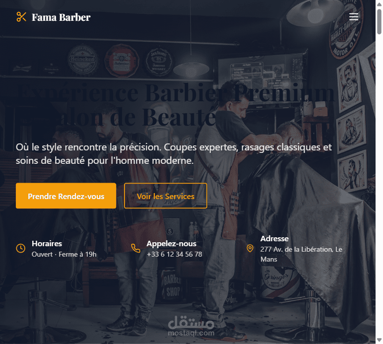 Fama Barber - موقع ويب لصالون حلاقة فاخر