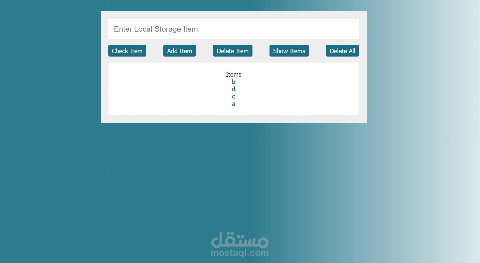 تخزين المحلي للعناصر Local Storage