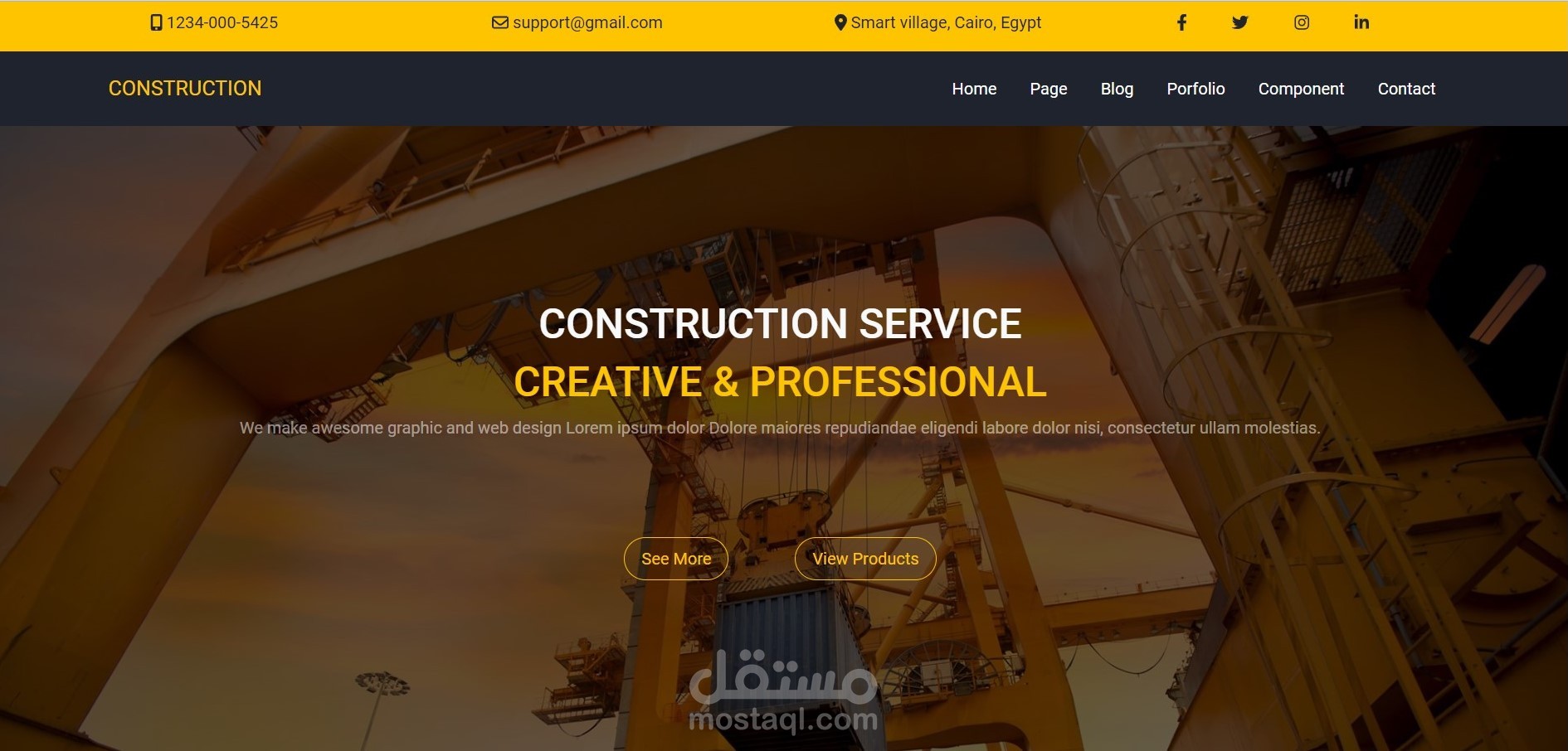 صفحة هبوط بواسطة Bootstrap