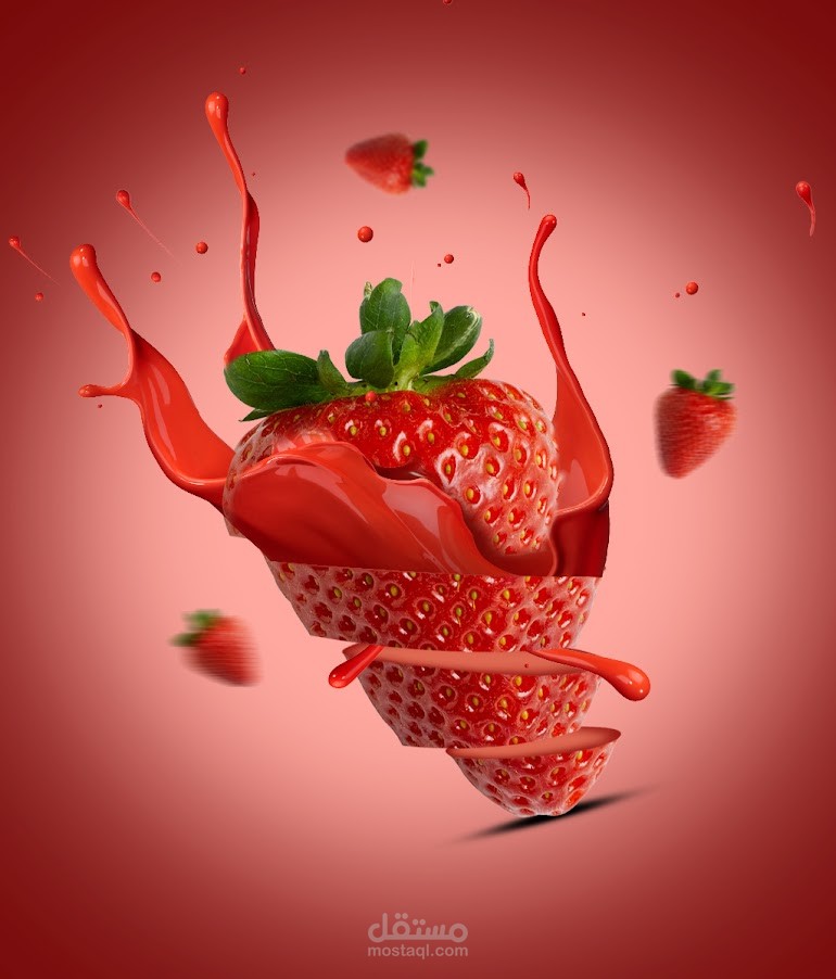 اعلان تسويقي للفراولة – تصميم فوتوشوب