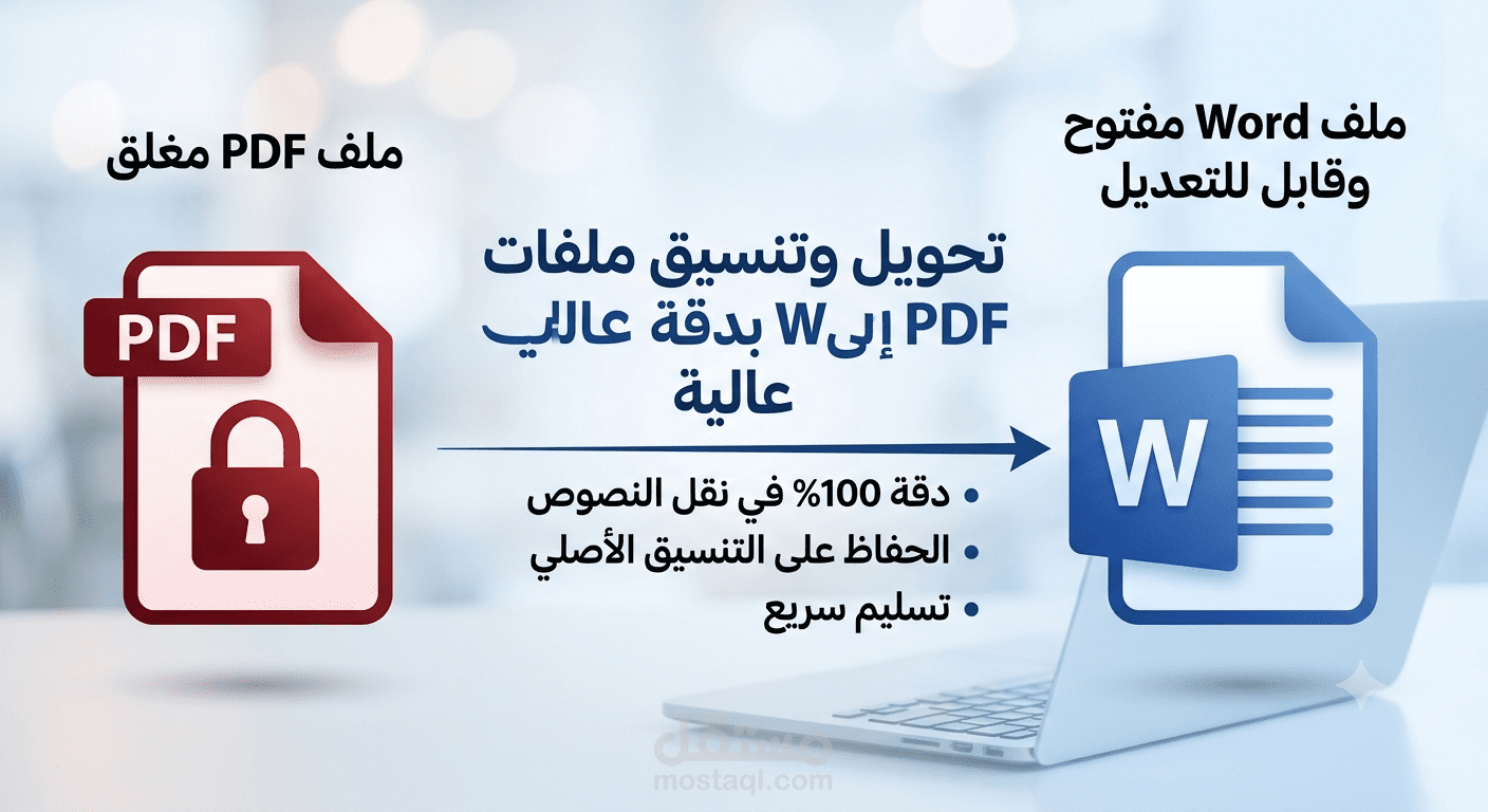 تحويل وتنسيق كتاب PDF مصور إلى ملف Word بدقة 100%