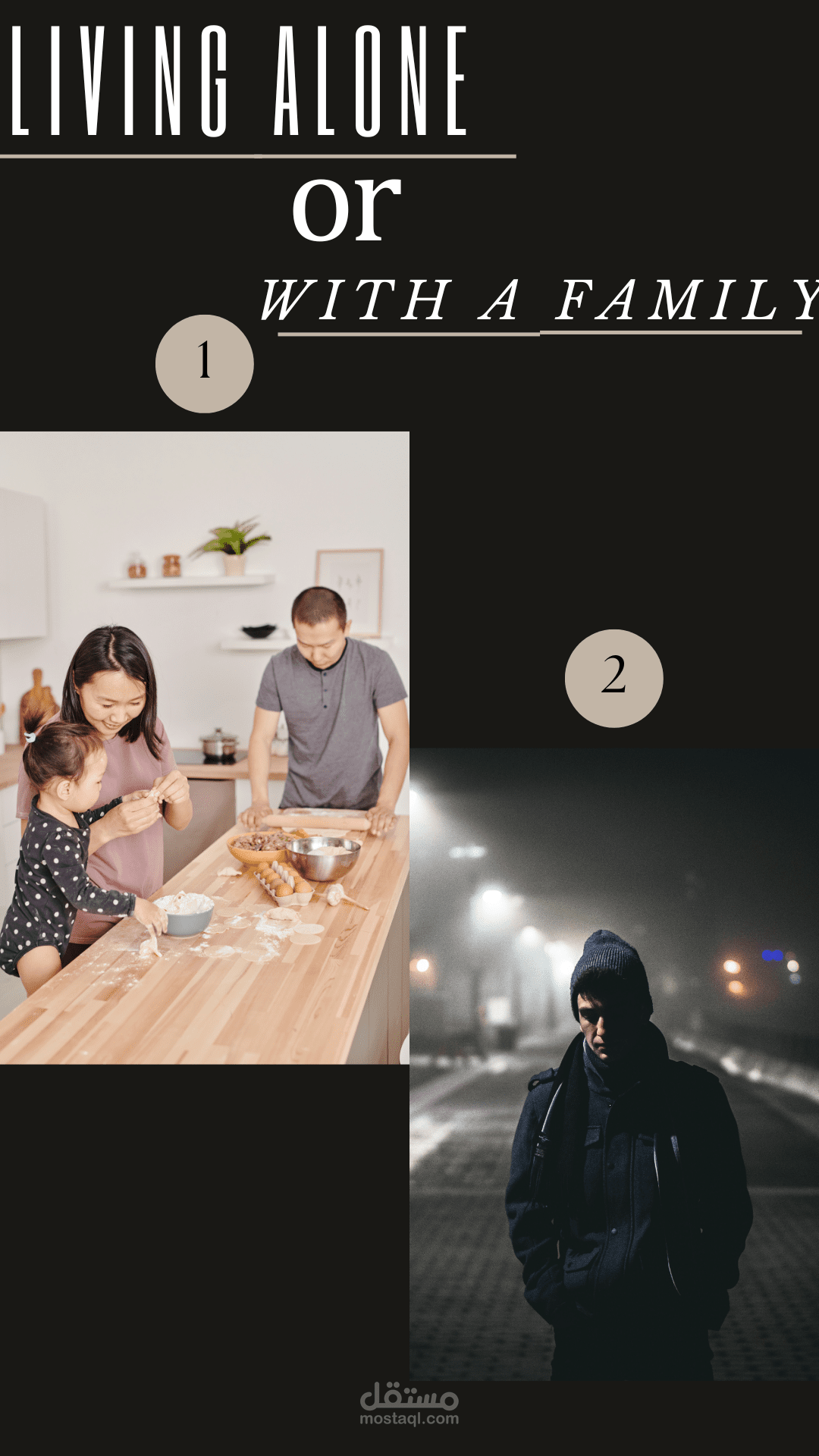 مقال بالانجليزية عن موضوع compare between living alone and living with a family