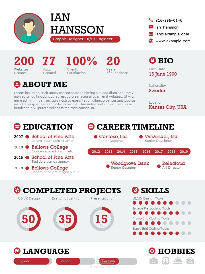 إعداد سيرة ذاتية احترافية معتمدة Infographic Resume