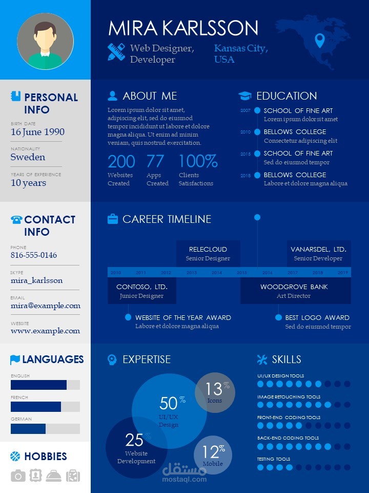 إعداد سيرة ذاتية احترافية معتمدة Infographic Resume