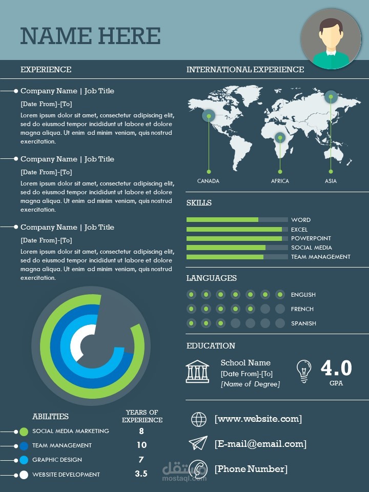 إعداد سيرة ذاتية احترافية معتمدة Infographic Resume