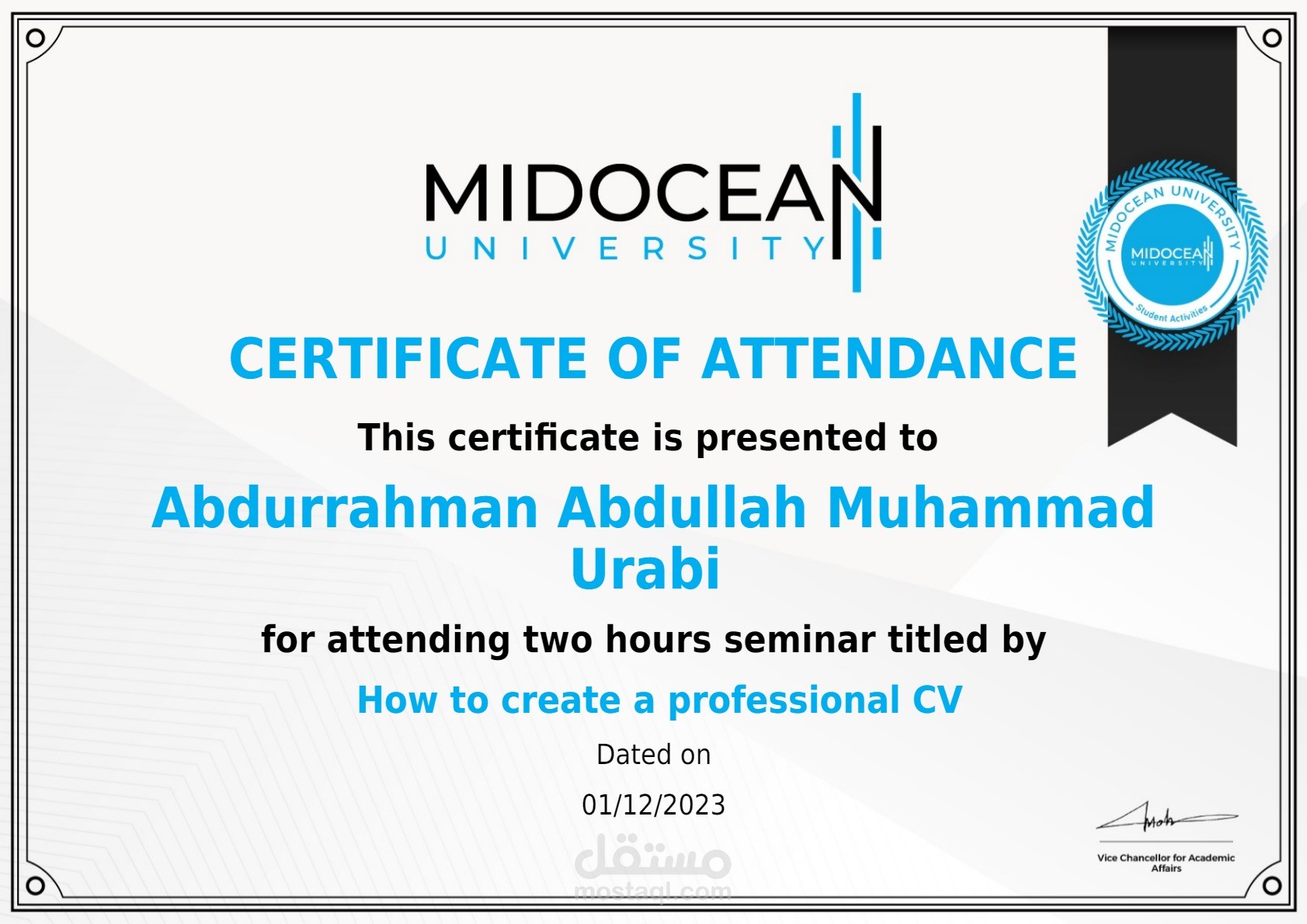 How to create a professional CV Certificate - Midocean University