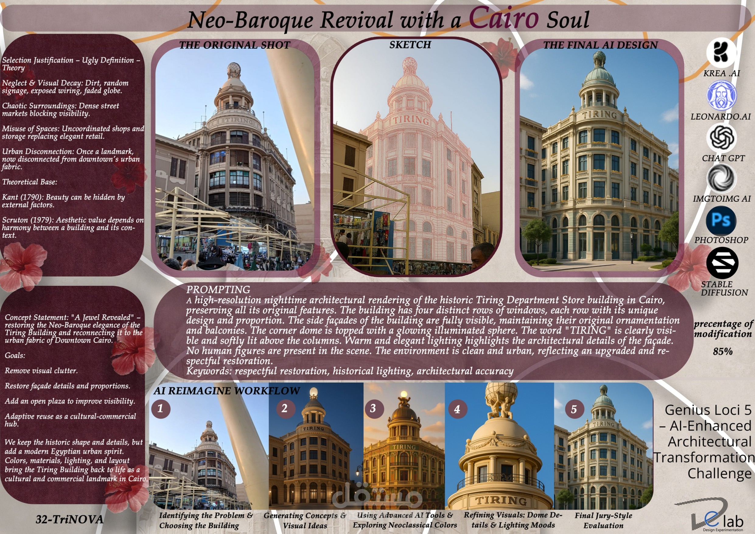 اعاده تصميم و ترميم مبني ترينج في العتبه باستخدام الذكاء الاصطناعي