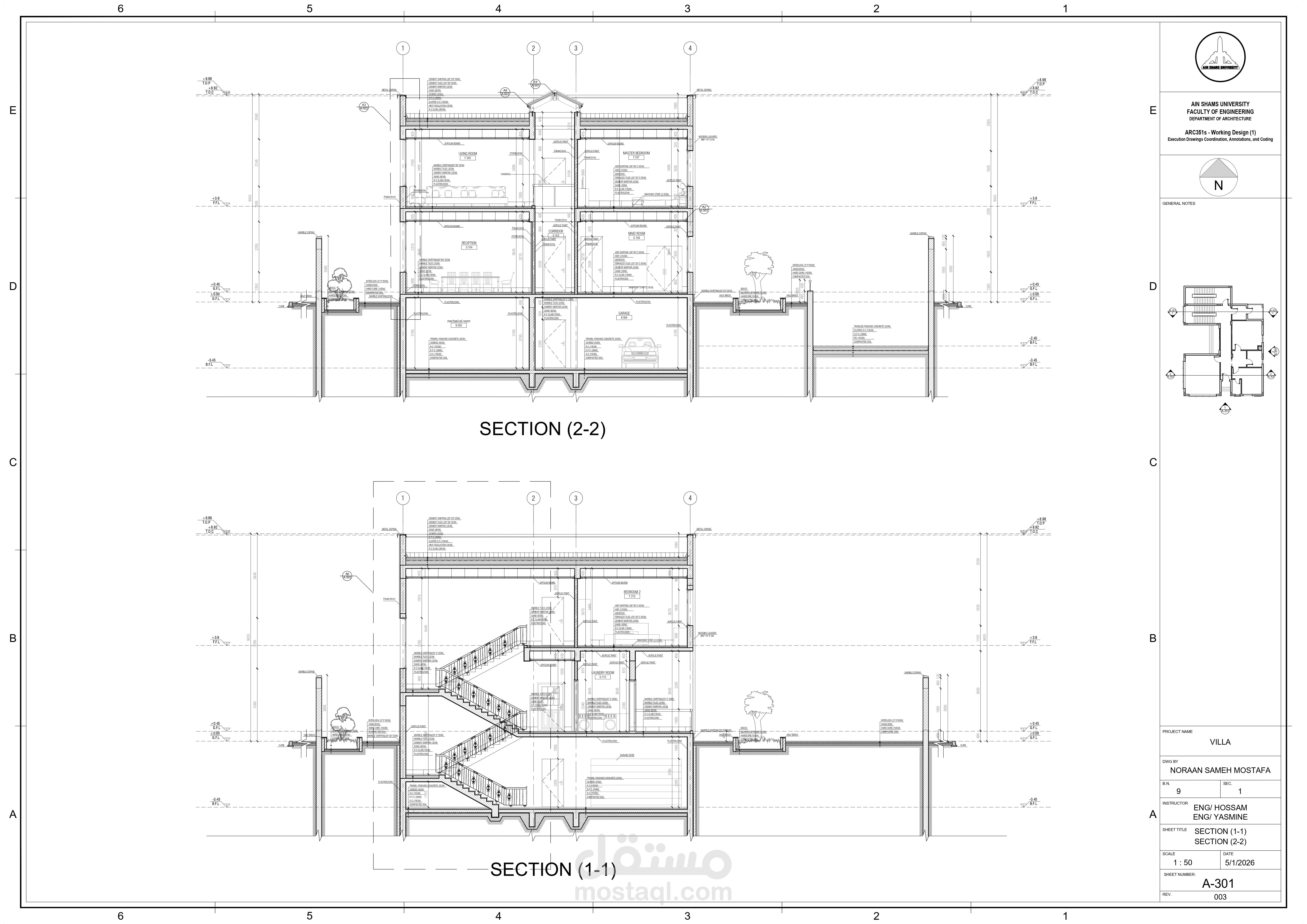 working drawing on villa