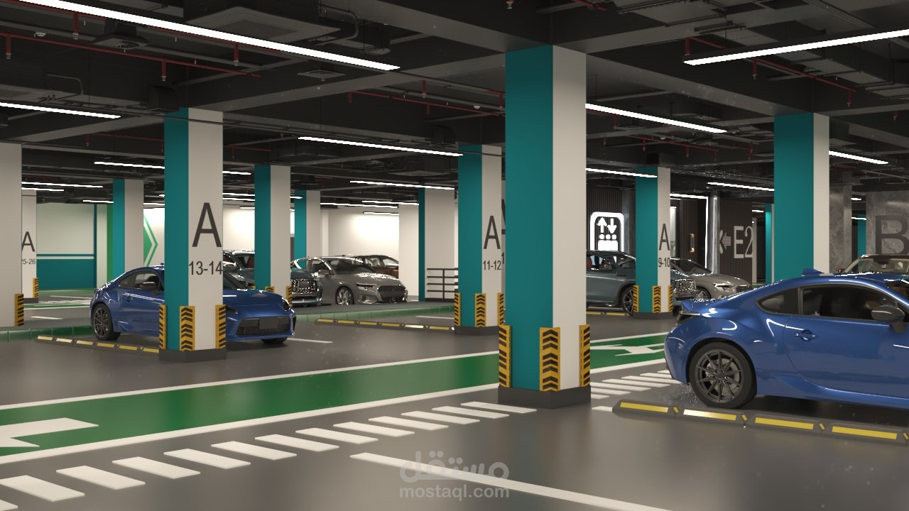 تصميم 2D و 3D لمواقف سيارات لشركة