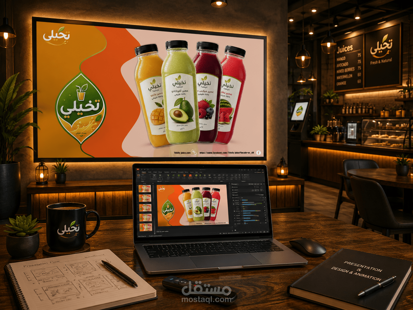 تصميم إعلاني لمنتجات "تخيلي" عبر PowerPoit Morph