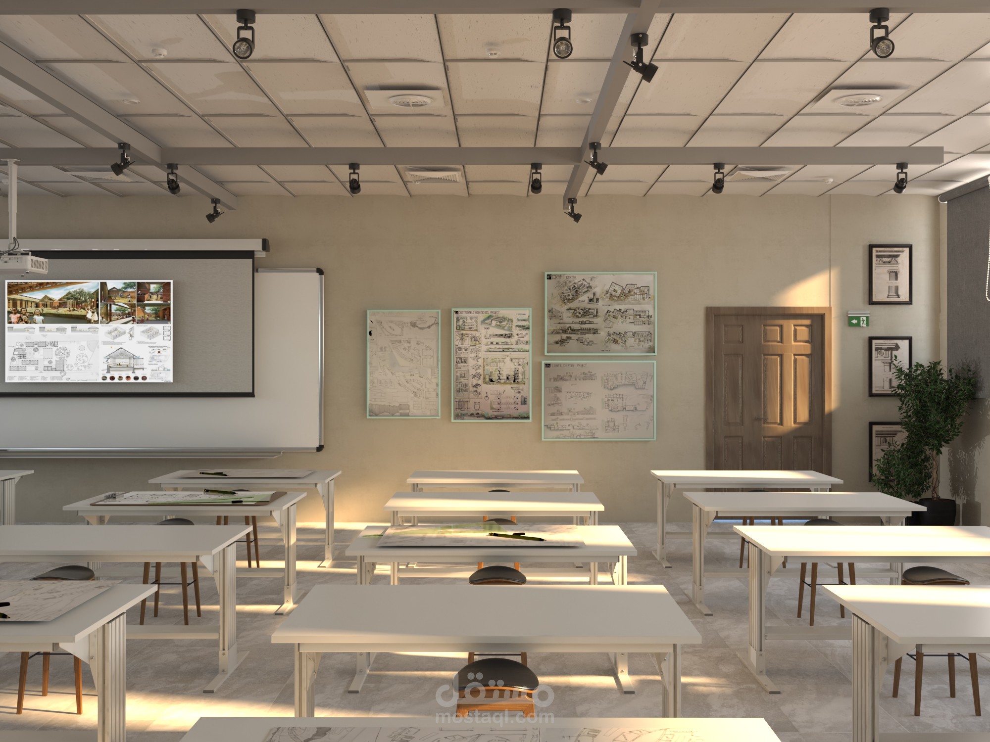 تصميم اتيليه معماري و الاوفيس علي الطراز المودرن لاحدي الكليات المعماريه بمصر