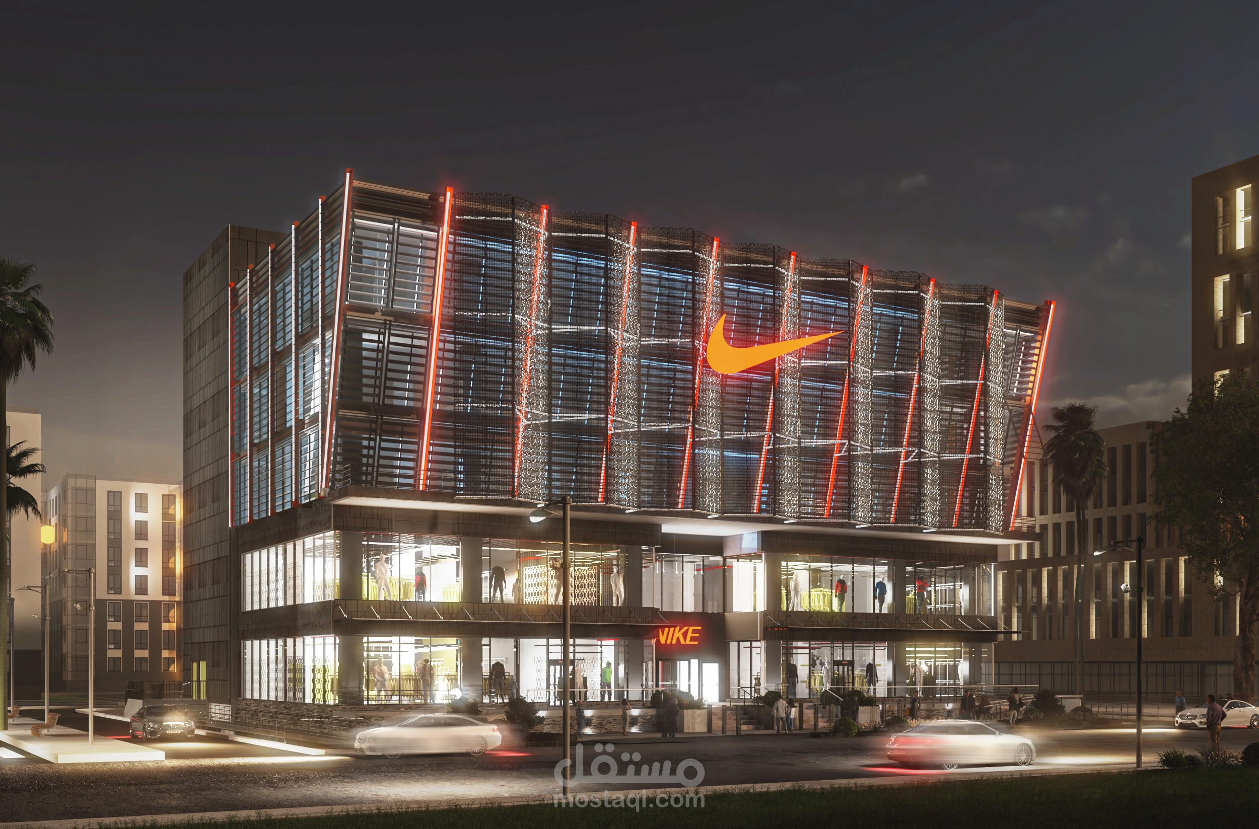 تصميم وجهات خارجيه و تصميم داخلي ل فرع nike  بمصر