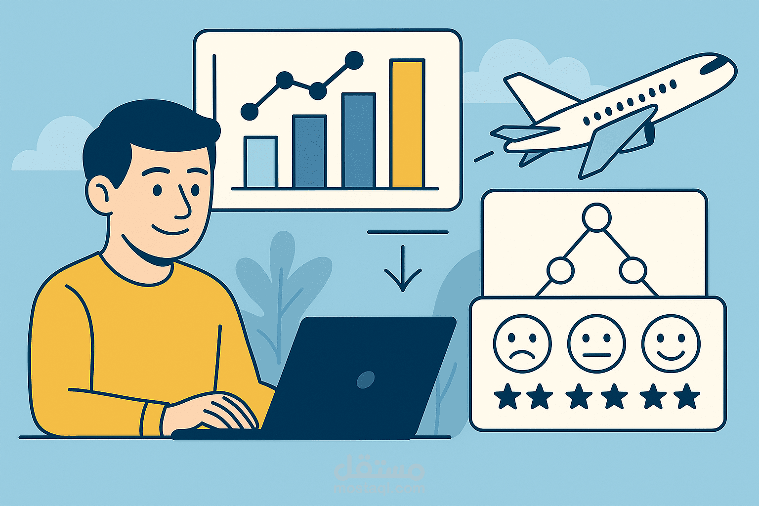 تحليل بيانات وبناء نموذج ذكاء اصطناعي لشركة طيران