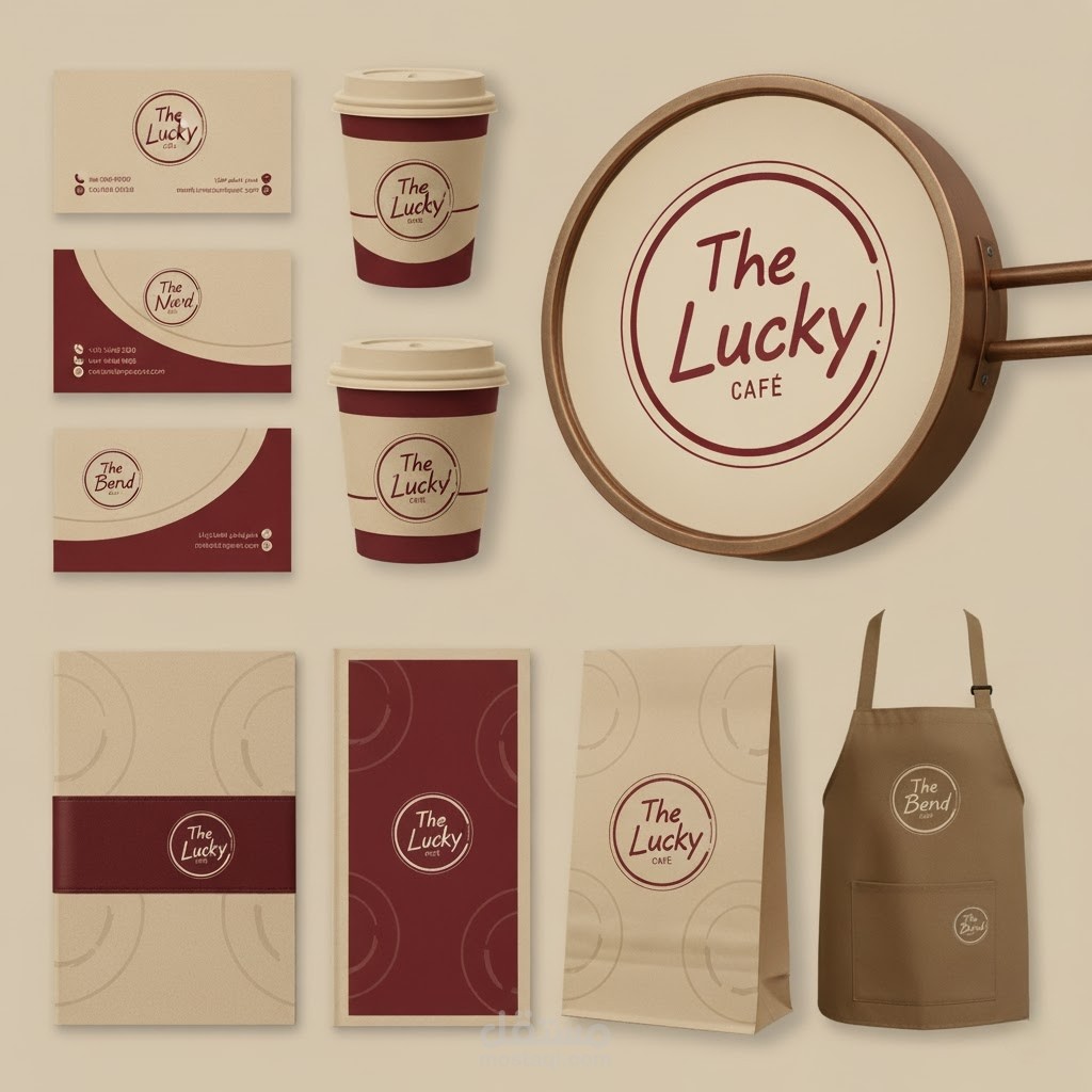 تصميم لوجو وهوية بصرية كاملة كافيه The lucky