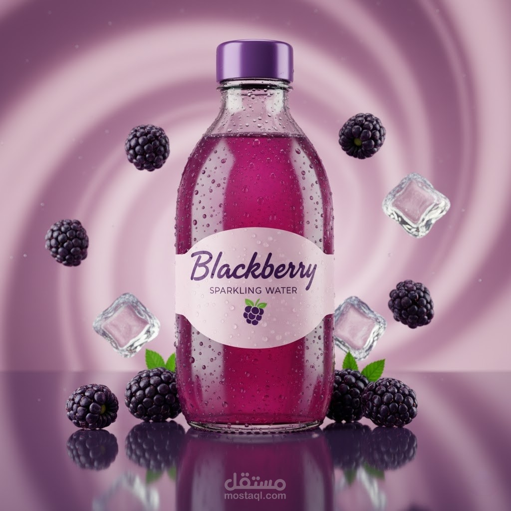 تصميم هوية بصرية لمنتج "Blackberry Sparkling Water"
