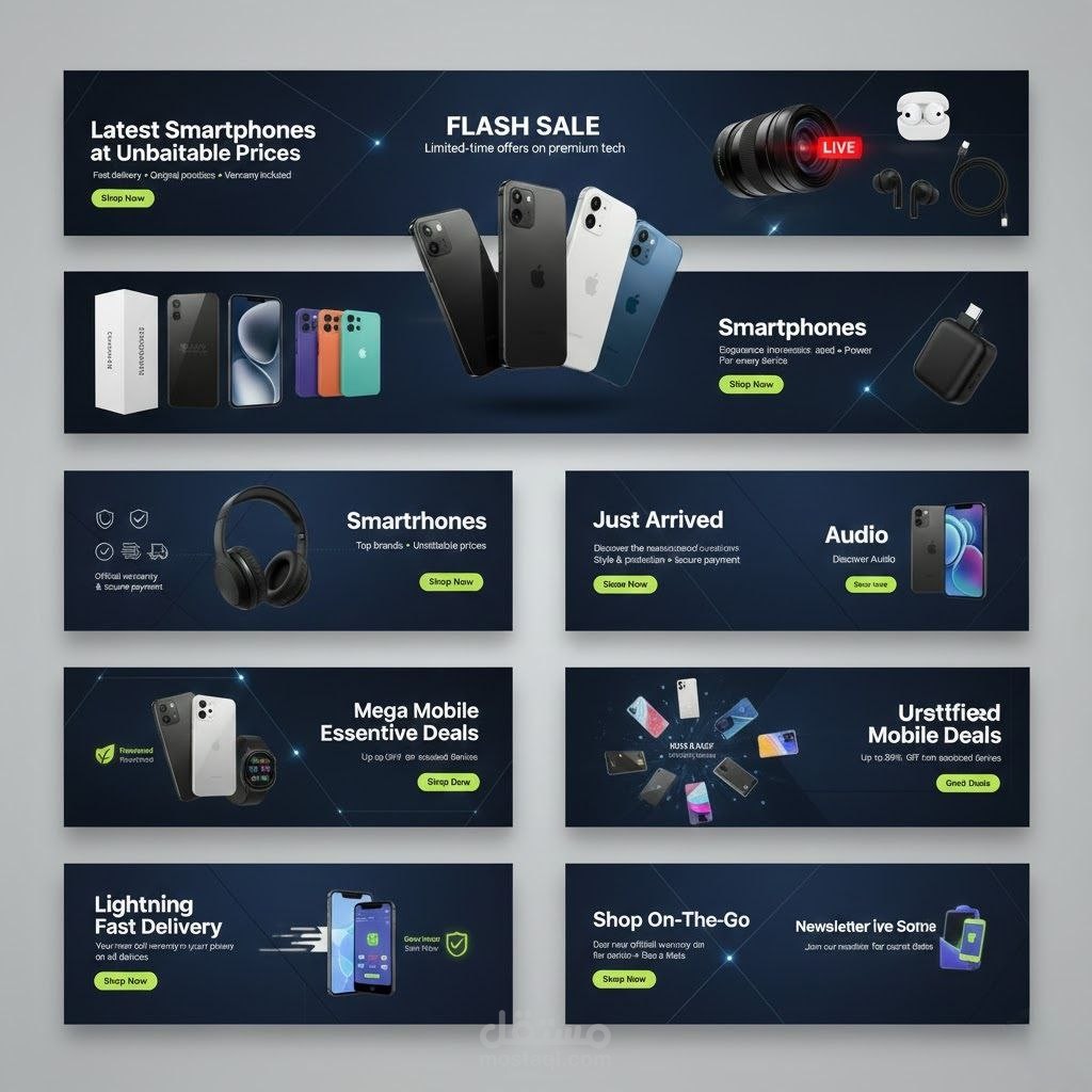 مشروع: واجهة متجر الهواتف الذكية الحديث (Modern Mobile Store)