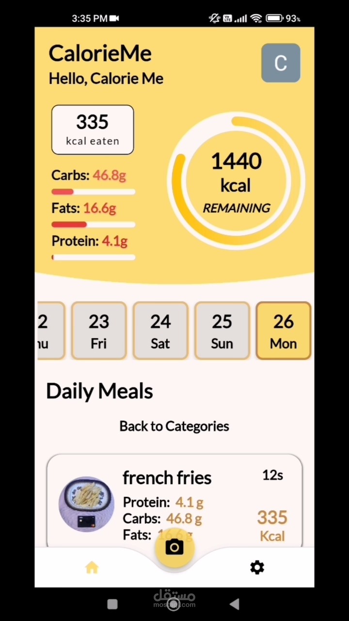 CalorieMe (Graduation Project)