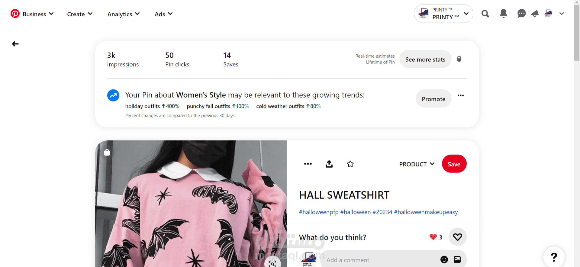 Pinterest traffic organic