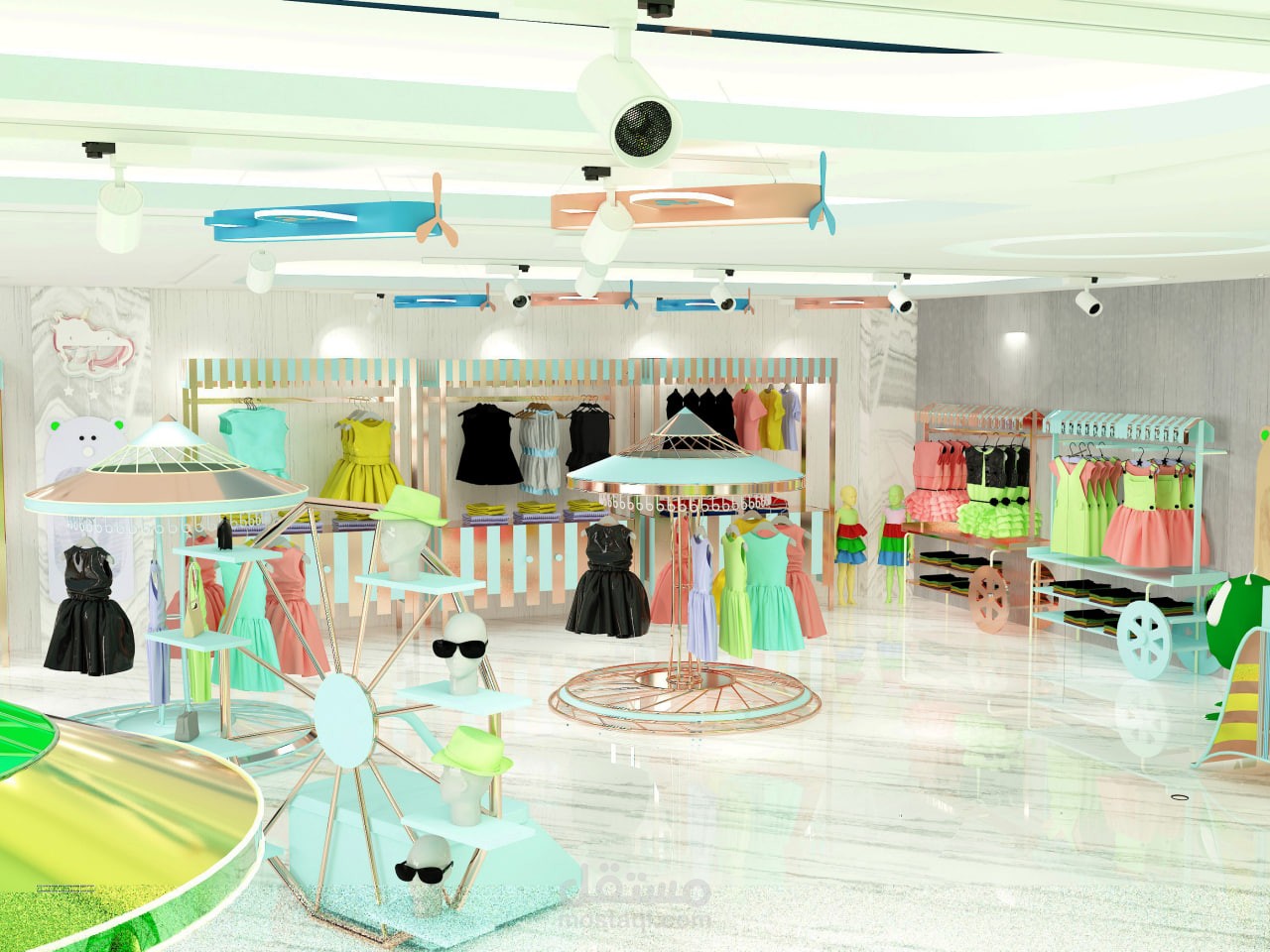 تصميم محل ملابس اطفال kids clothing store design