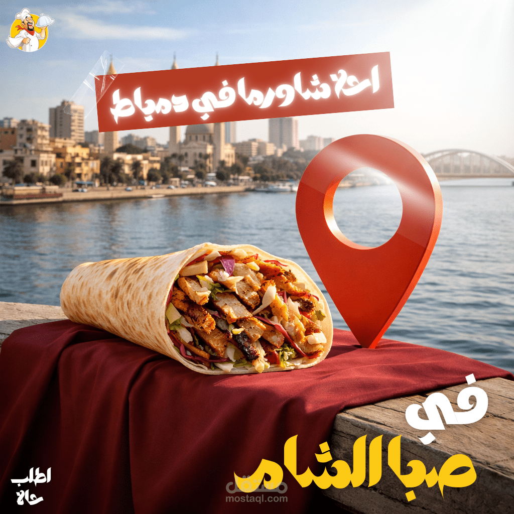 بوستر تصميم لمطعم مأكولات سوري