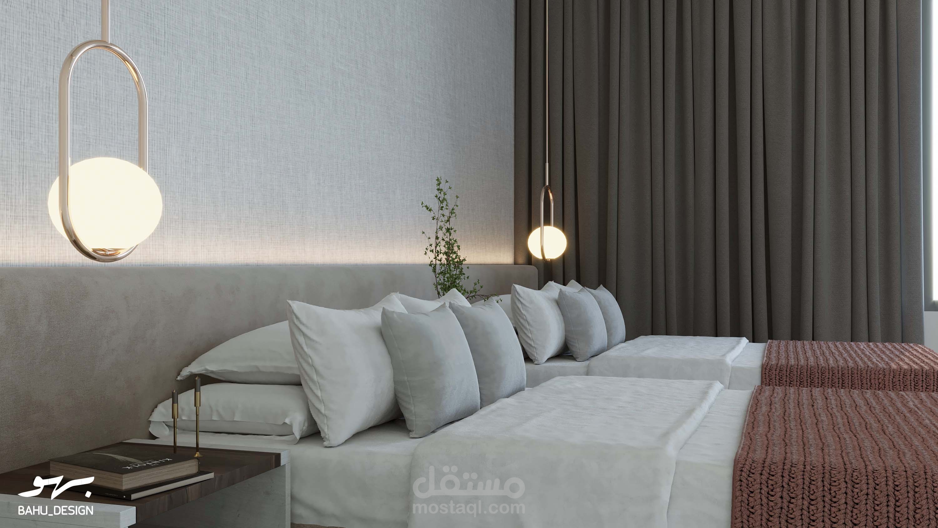 تصميم غرفة نوم ب 3d max رندر كورونا