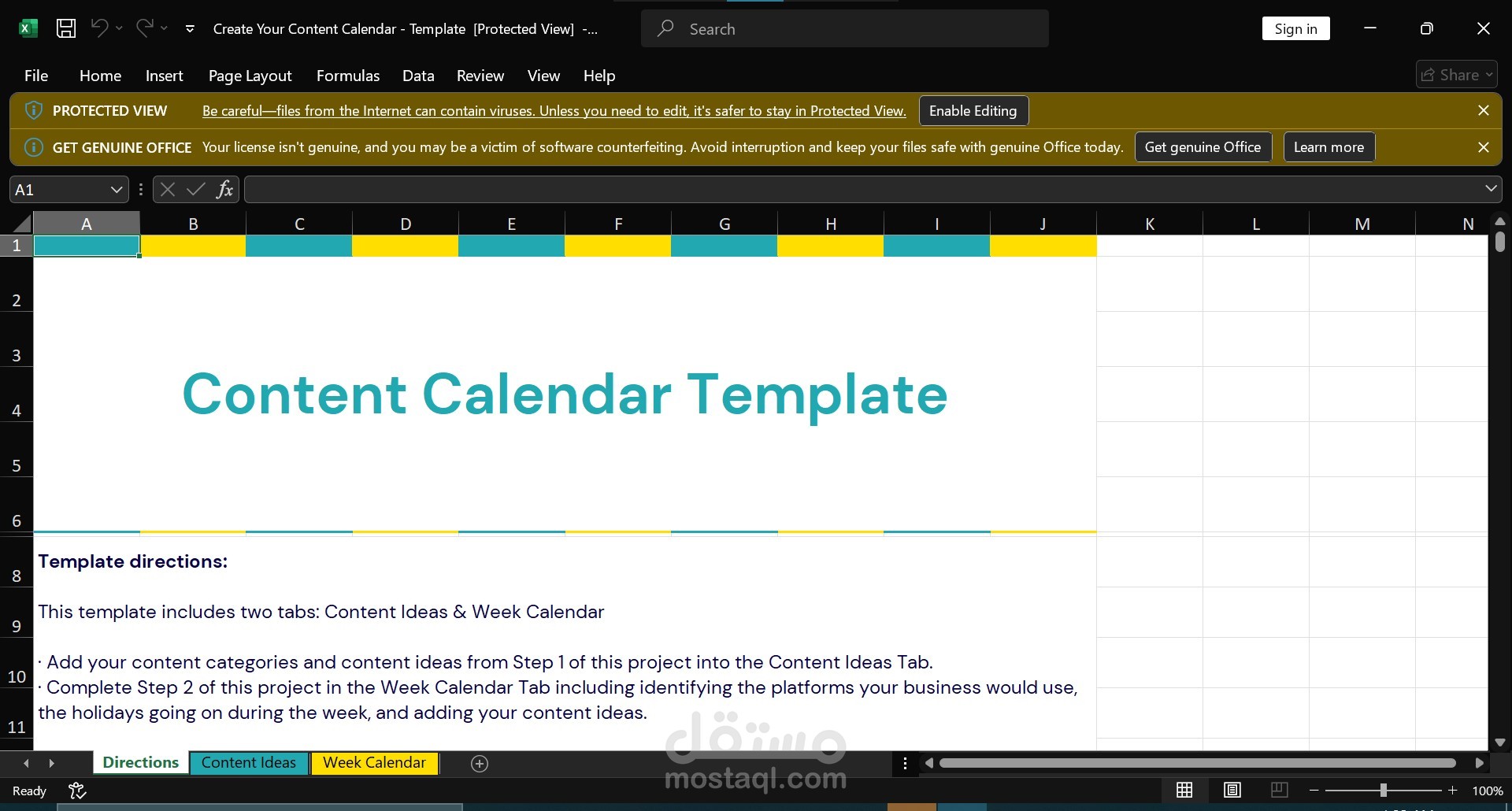 Create Your Content Calendar - Template