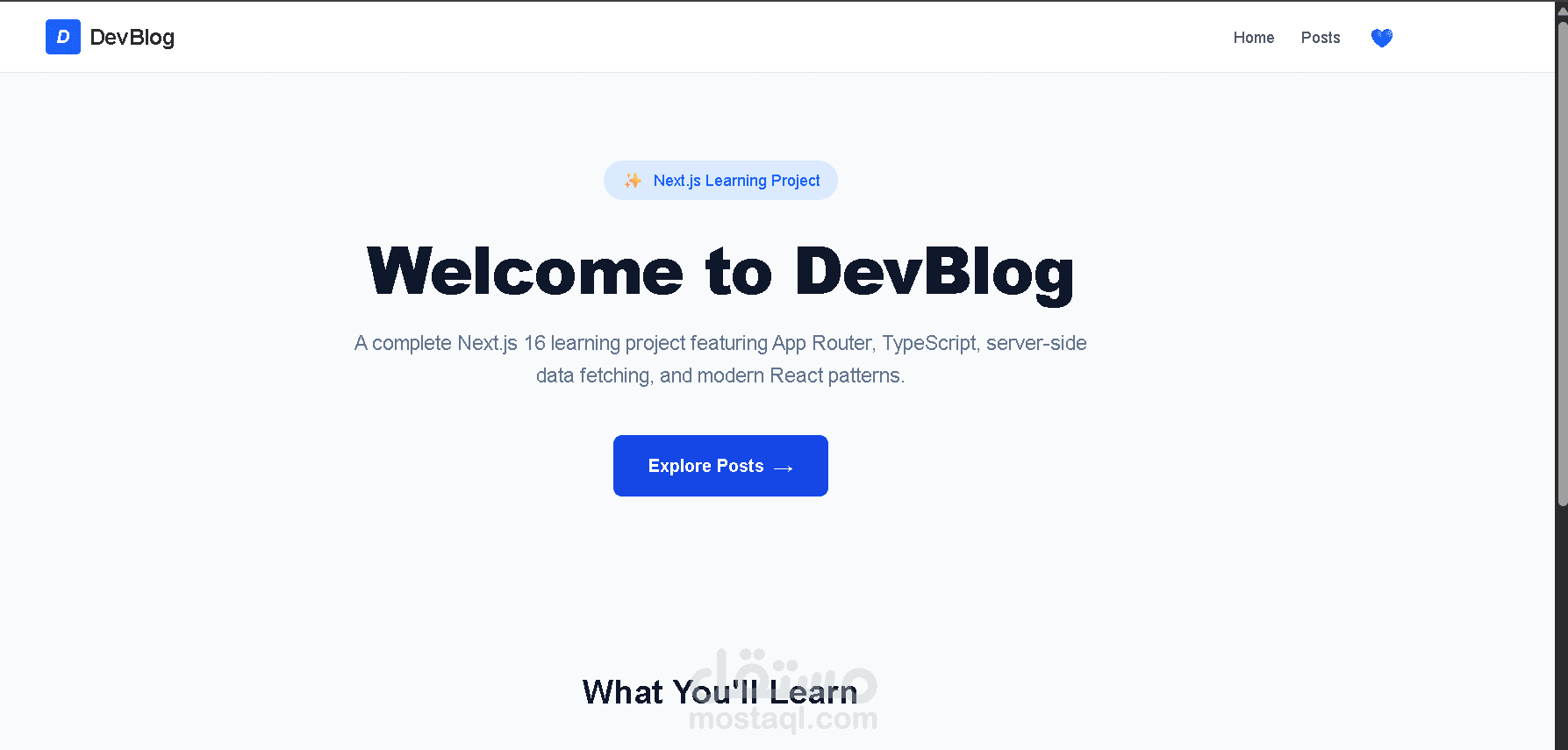 صفحة Blog  لعرض المنشورات المربوطة ب Api