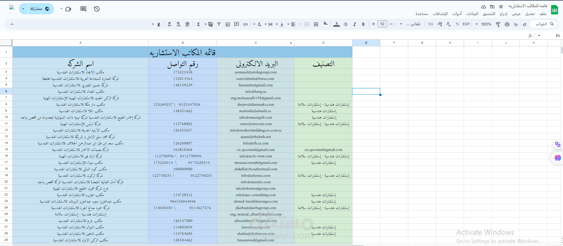 تجميع داتا بيانات مكاتب استشاريه هندسيه بالمملكه العربيه السعوديه