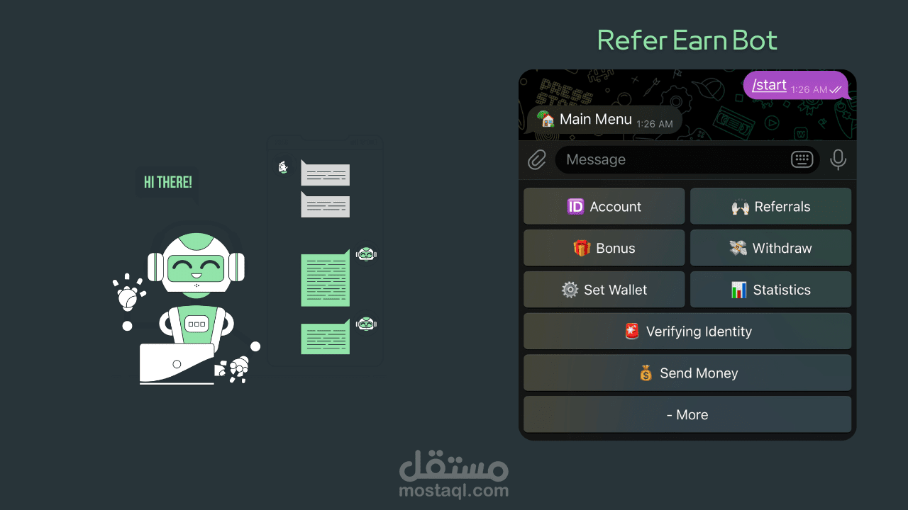 تطوير بوت تيليجرام لكسب المال من خلال الإحالات والمكافآت اليومية!